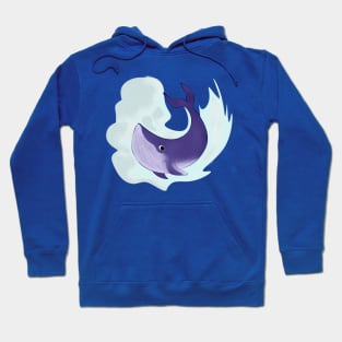 Blue whale with waves Hoodie